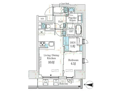 ベルファース錦糸町サウス(1LDK/13階)の間取り写真