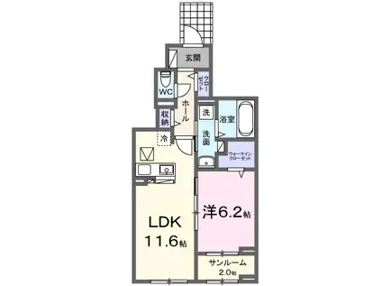 リード・アロッジオⅡ(1LDK/1階)の間取り写真