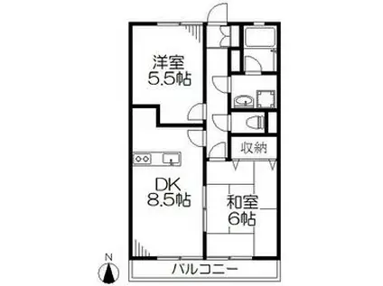 ビックアイランドⅠ・Ⅱ(2DK/3階)の間取り写真