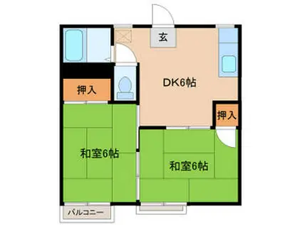 メゾンツルミ1号棟(2DK/2階)の間取り写真