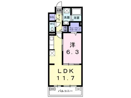 グレートドエル(1LDK/2階)の間取り写真