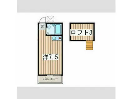 小柳ハイム(ワンルーム/2階)の間取り写真