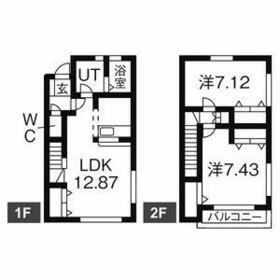 カサーレ西川田D棟(2LDK)の間取り写真