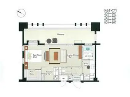 THE PALACE NAGAHAMA BAYザ・パレス長(1LDK/2階)の間取り写真