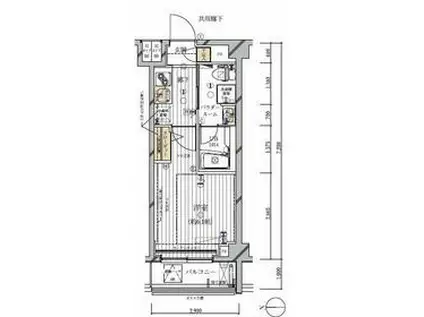 メインステージ多摩川III(1K/4階)の間取り写真