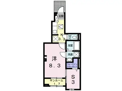 カーサ ミヤビ Ⅰ(1SK/1階)の間取り写真