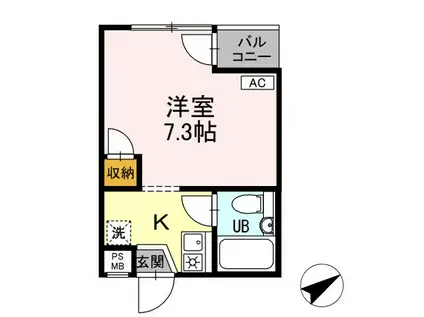 オークハイツ(1K/1階)の間取り写真