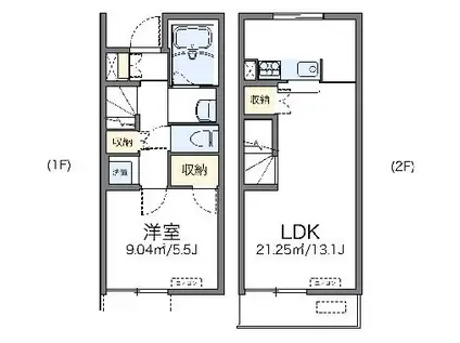 レオネクストパフェールB(1LDK/1階)の間取り写真