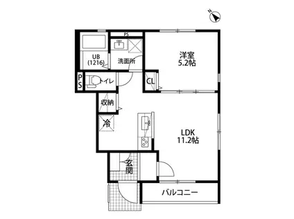 アムール FU(1LDK/1階)の間取り写真