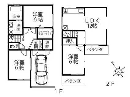 阪急電鉄宝塚線 三国駅(大阪) 徒歩13分 2階建 築46年(3LDK)の間取り写真
