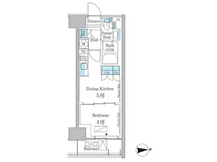 パークアクシス新宿百人町(1DK/5階)の間取り写真