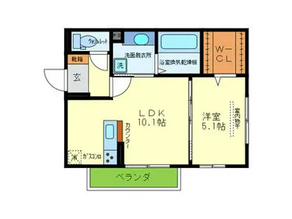 ヴィアーレ北町(1LDK/2階)の間取り写真