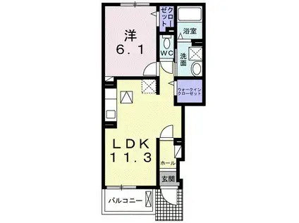 京王電鉄京王線 つつじケ丘駅 徒歩6分 2階建 築2年(1LDK/1階)の間取り写真