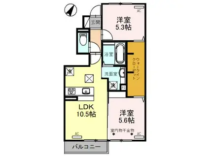 エコンフォート前橋駒形 A棟(2LDK/1階)の間取り写真