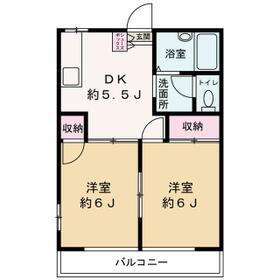 ソレイユ外箕輪 Ⅰ(2DK/1階)の間取り写真