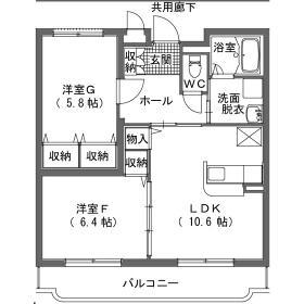 ルミエール栄(2LDK/2階)の間取り写真