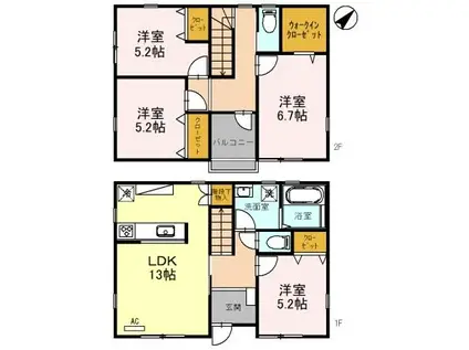 つくばエクスプレス 三郷中央駅 徒歩10分 2階建 築10年(4LDK)の間取り写真