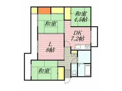 船橋グリーンハイツ 1-2-4(3LDK/3階)の間取り写真