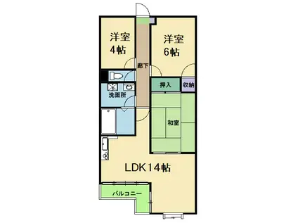 清光ヒルズ(3LDK/2階)の間取り写真