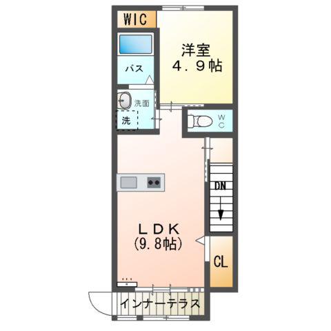 HERMANA Ⅰ(1LDK/2階)の間取り写真