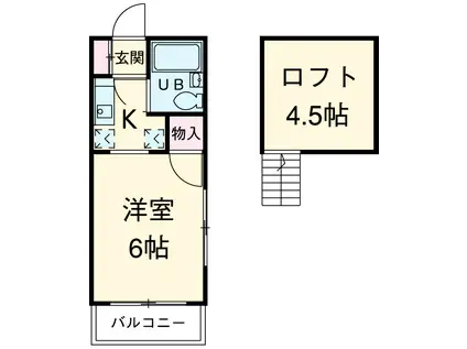 一福ハイム(1K/1階)の間取り写真