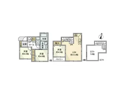 東急田園都市線 用賀駅 徒歩13分 2階建 築7年(3LDK)の間取り写真