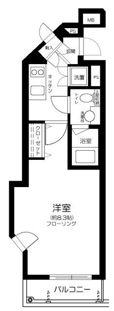 プレール・ドゥーク西新宿2(1K/3階)の間取り写真
