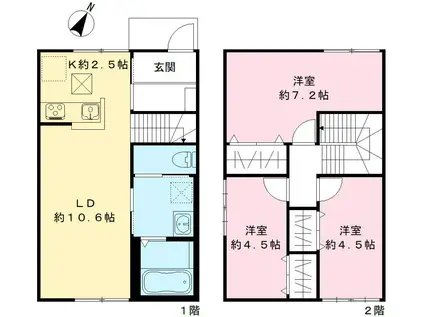 京浜東北・根岸線 与野駅 徒歩11分 2階建 築2年(3LDK)の間取り写真