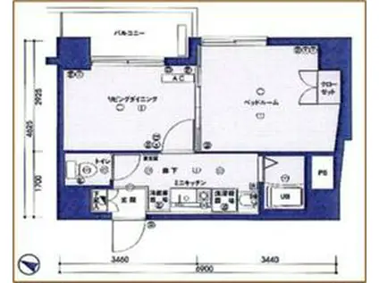 エスコート代田橋(2K/8階)の間取り写真