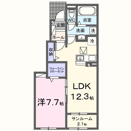 ラメール シエルⅡ(1LDK/1階)の間取り写真