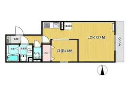 シャルマン草加Ⅵ(1LDK/1階)の間取り写真