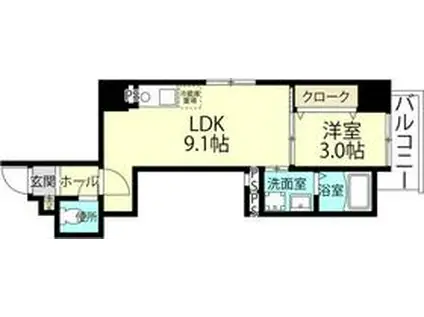 KIERRASAARIII(1LDK/6階)の間取り写真