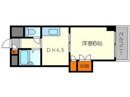 第2東三国グランドハイツ北(1DK/7階)の間取り写真