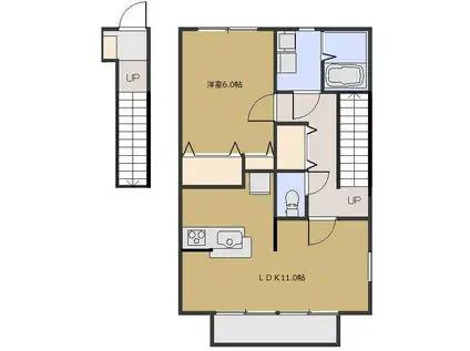 グランテスタ(1LDK/2階)の間取り写真