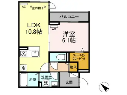 D-ROOM湘南B棟(1LDK/3階)の間取り写真