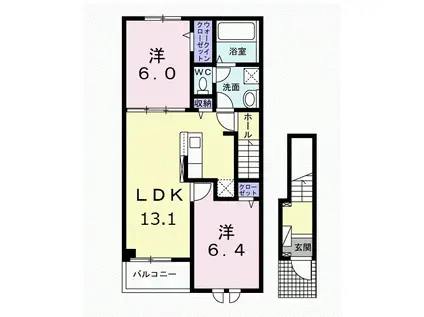 フィデール・ジェルメ(2LDK/2階)の間取り写真