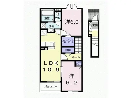 ル・メイユール東新(2LDK/2階)の間取り写真