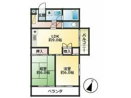 オークヒルズ(2DK/3階)の間取り写真