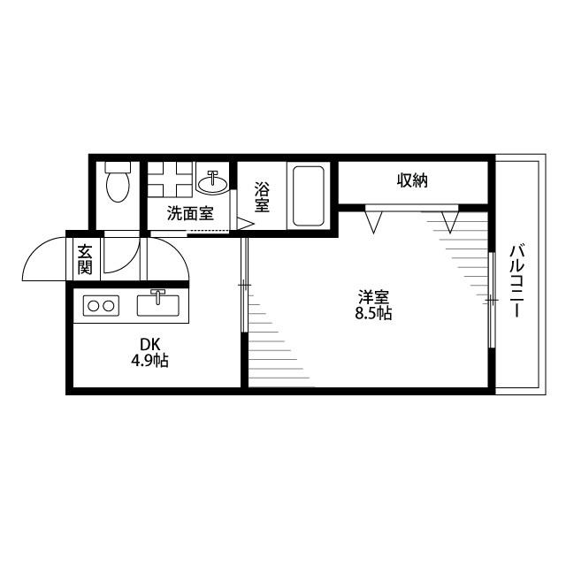 アンプルールクラージュコリーヌシャンⅠ(1DK/1階)の間取り写真