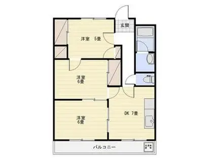 尾野スカイハイツ1(3DK/1階)の間取り写真