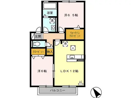 コーポラスⅡ(2LDK/1階)の間取り写真