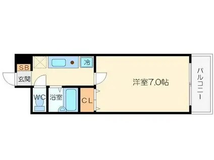 ノルデンハイムリバーサイド天神橋(1K/4階)の間取り写真