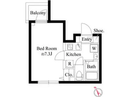 オークハウス三軒茶屋(1K/2階)の間取り写真