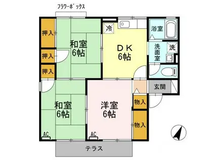 セジュール西小坂井C(3DK/2階)の間取り写真
