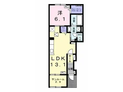 アリア エステートⅡ(1LDK/1階)の間取り写真