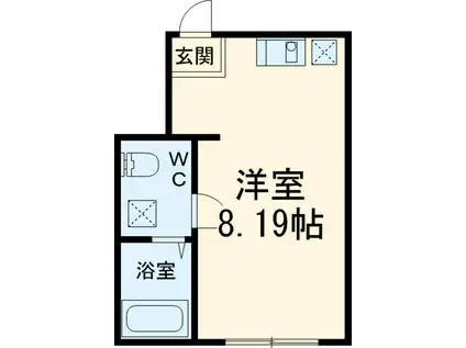 ベルハウス(ワンルーム/1階)の間取り写真