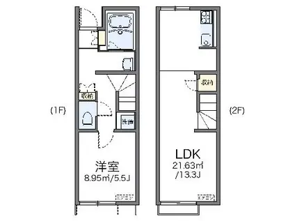 レオネクストカアム(1LDK/1階)の間取り写真
