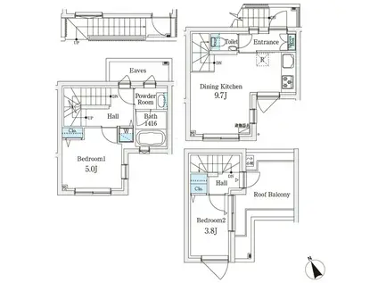 AGRATIO TERRACE 恵比寿(2DK/2階)の間取り写真