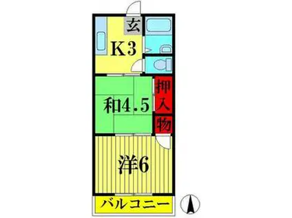 串崎ペアヒル(2K/2階)の間取り写真