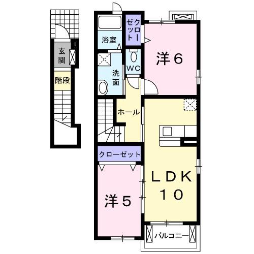 ブリッサトーレ2(2LDK/2階)の間取り写真